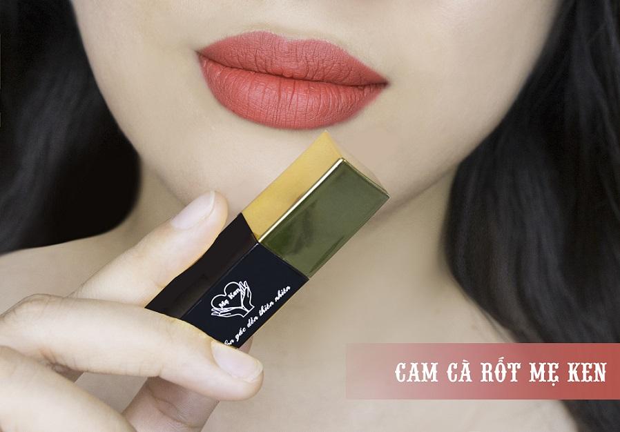 Son kem gấc dền mẹ ken combo 1 son 1 dưỡng màu cam cà rốt-chất son lỳ bền màu an toàn tươi mướt môi