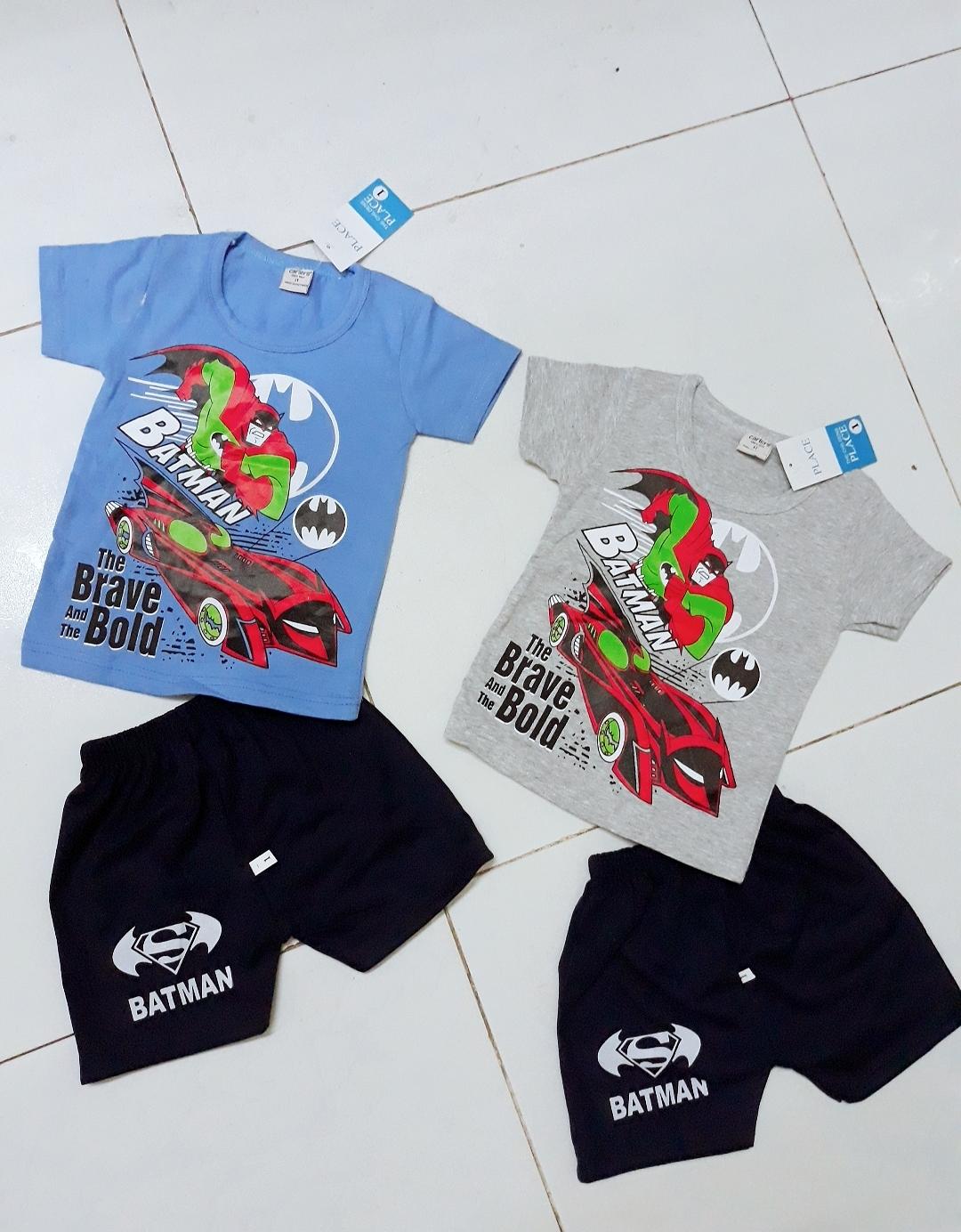 Bộ cộc tay siêu nhân bé trai 2 màu