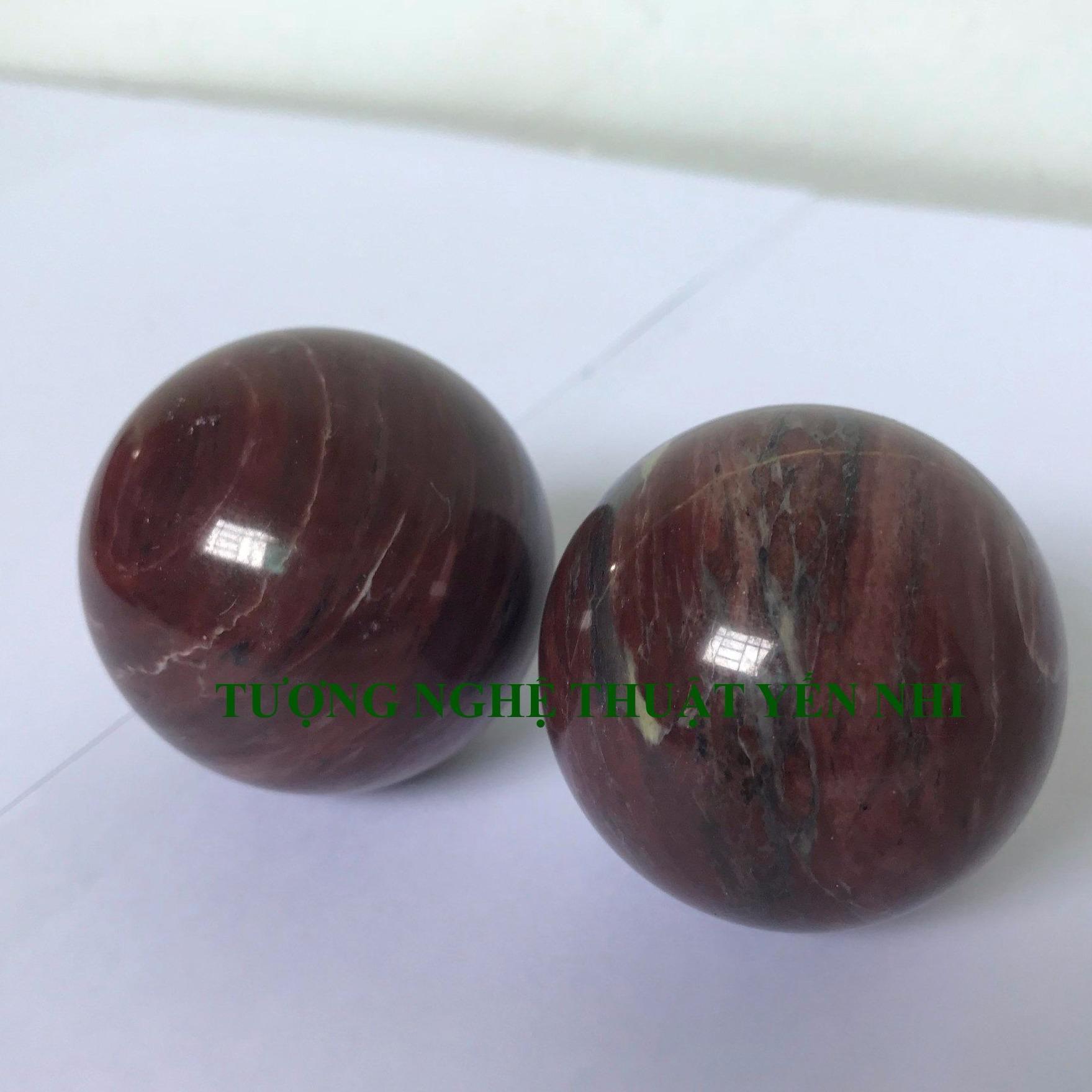 Bi đá lăn tay( đá thổ cẩm thiên nhiên 100%) size 4.5cm ( 2 bi )