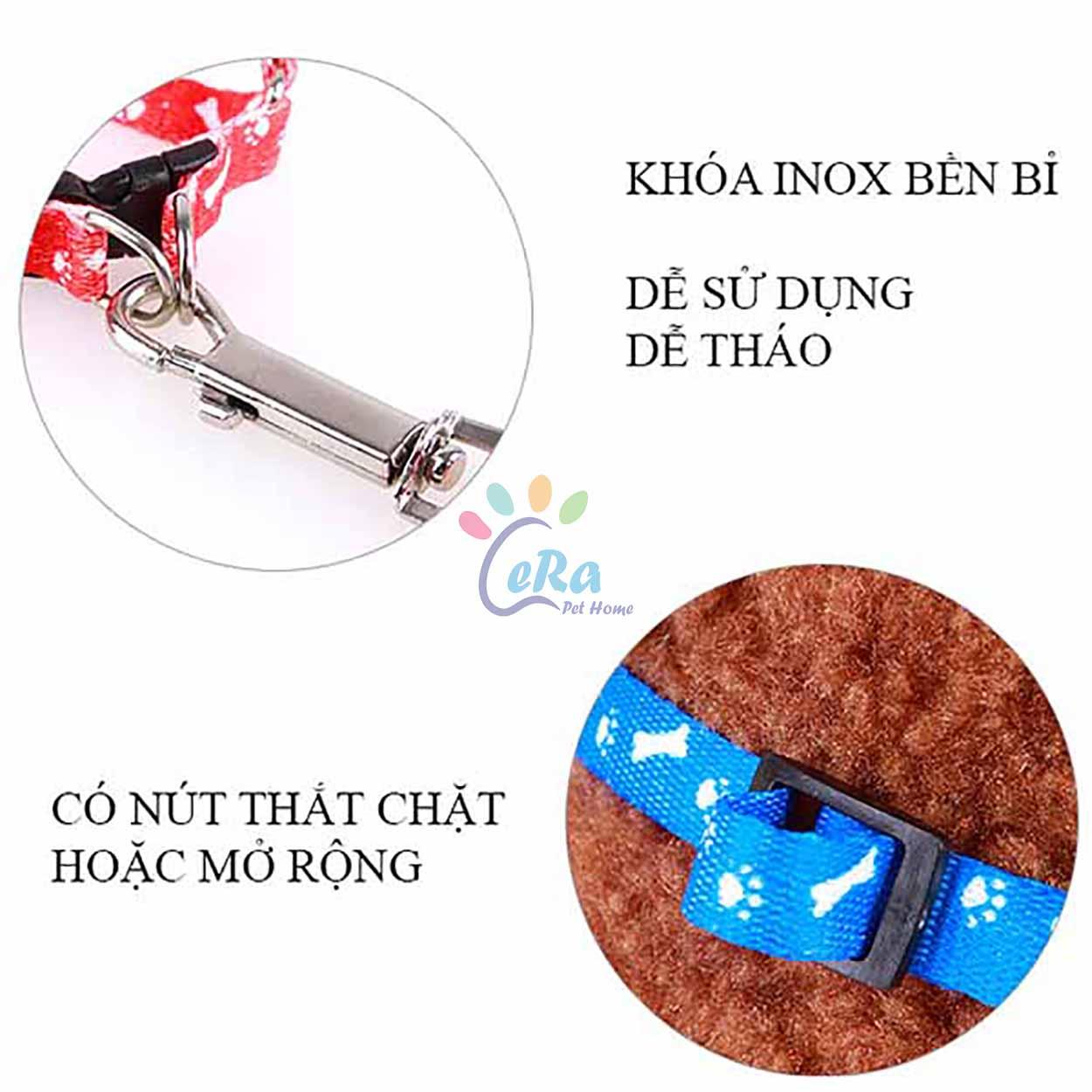 Dây Dắt Yếm Chó Mèo Họa Tiết Xương Size S (Dây Dắt 004)