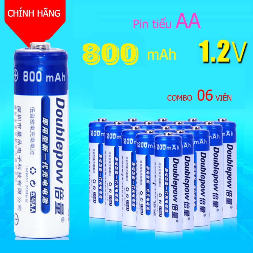 Combo 06 viên pin tiểu sạc AA 800mAh Doublepow - dung lượng thật