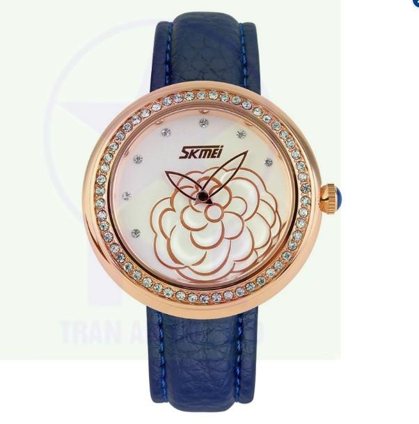 Đồng hồ nữ dây da Skmei 9087 (Xanh)