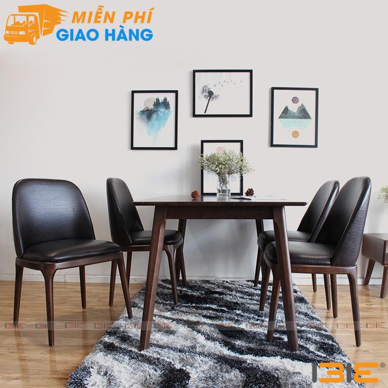 Bộ bàn ăn Grace màu walnut 4 ghế