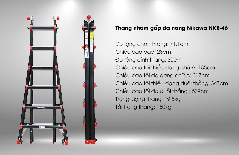 Thang nhôm gấp đa năng Nikawa NKB-46 (Đen)