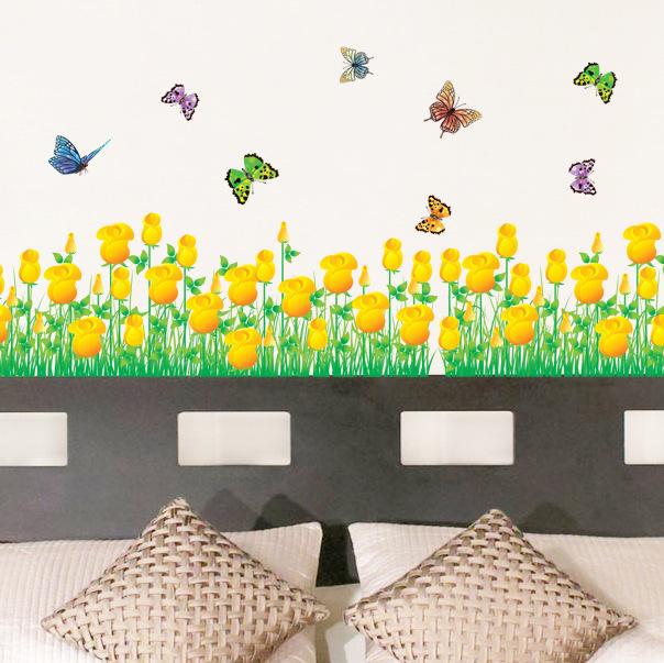 Decal dán chân tường hoa hồng vàng cho bé AY7025-Decalchantuong