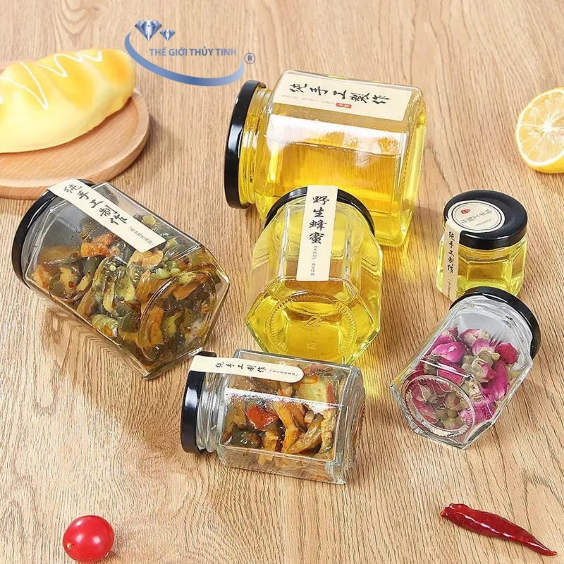 [HCM]HŨ THỦY TINH LỤC GIÁC ĐỰNG THỰC PHẨM 180ML