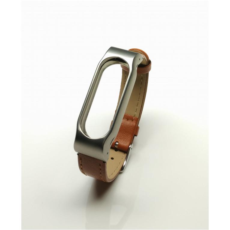 Dây đeo da Mijobs thay thế dành cho Xiaomi Miband 2 (Màu Nâu)