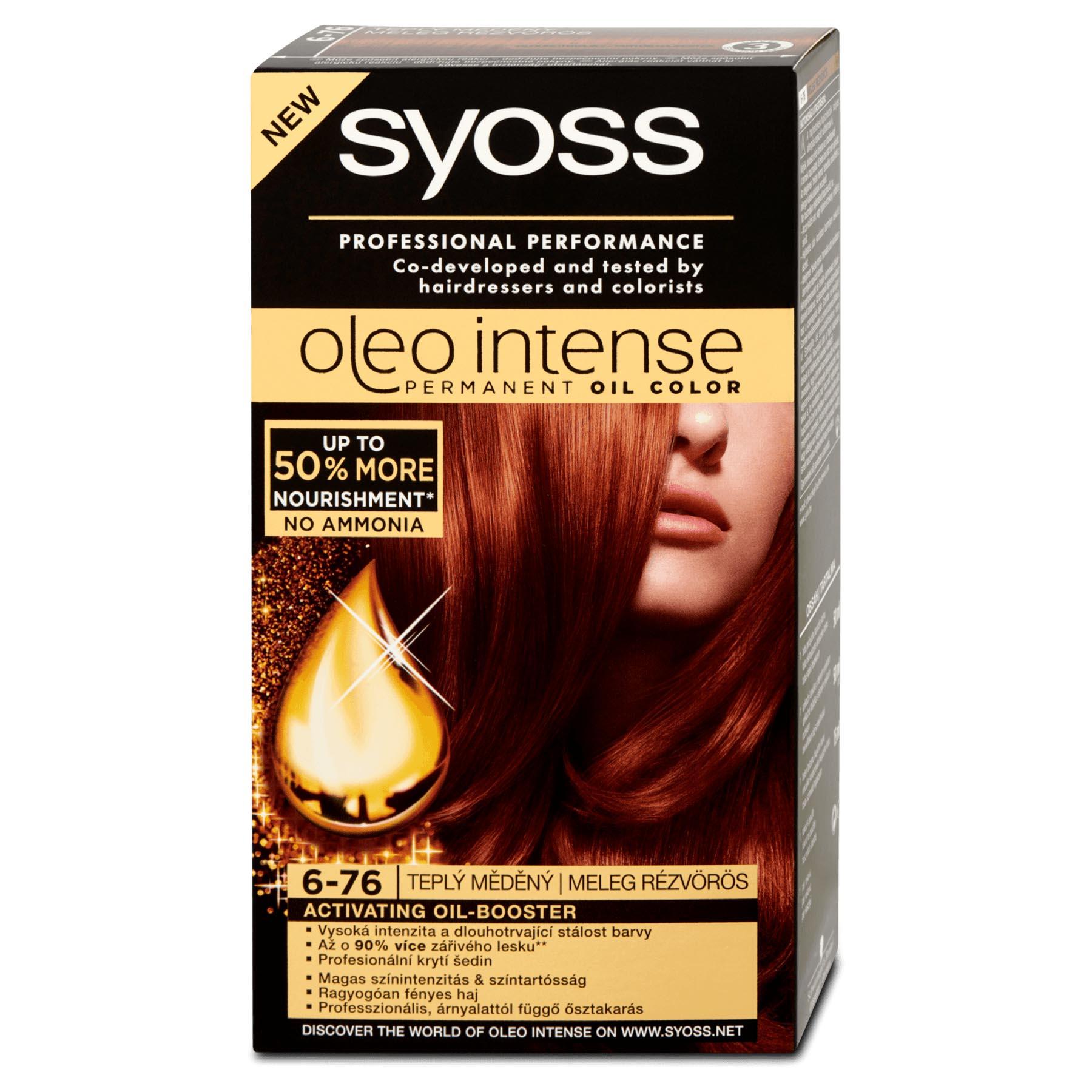 Thuốc nhuộm tóc Syoss Oleo Intense - Với công thức độc đáo và giàu các chất giúp tóc khỏe mạnh hơn, thuốc nhuộm tóc Syoss Oleo Intense giúp bạn có được màu tóc tuyệt đẹp và sáng bóng tự nhiên như ý muốn. Thuốc nhuộm tóc Syoss Oleo Intense không chỉ giúp thay đổi màu tóc một cách dễ dàng mà còn bảo vệ tóc khỏi sự hư hỏng. Hãy trải nghiệm với thuốc nhuộm tóc Syoss Oleo Intense và sở hữu mái tóc thật đẹp.