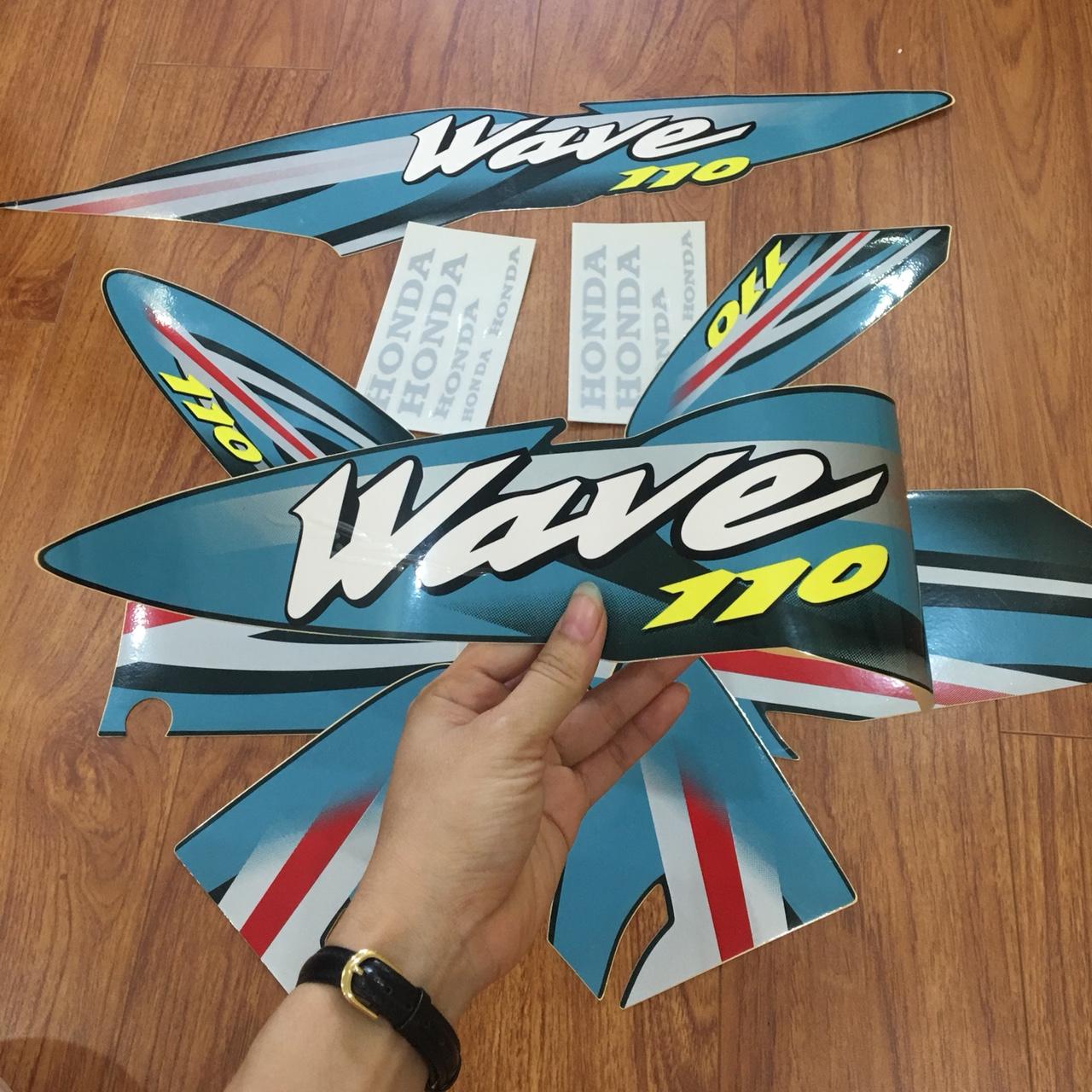 Bộ tem xe wave 110 xanh