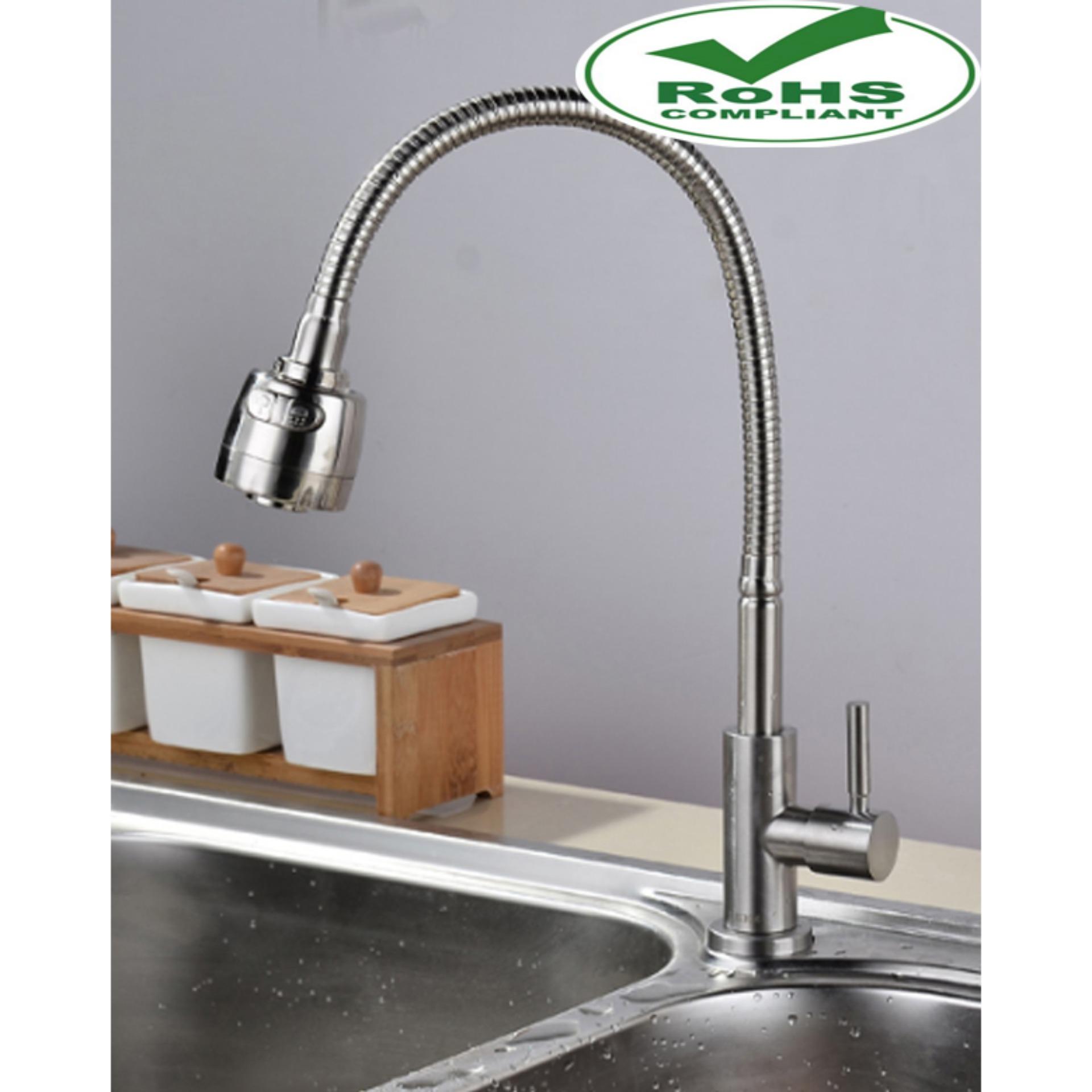 Vòi rửa chén lạnh Inox SUS 304, cần lò xo 6002