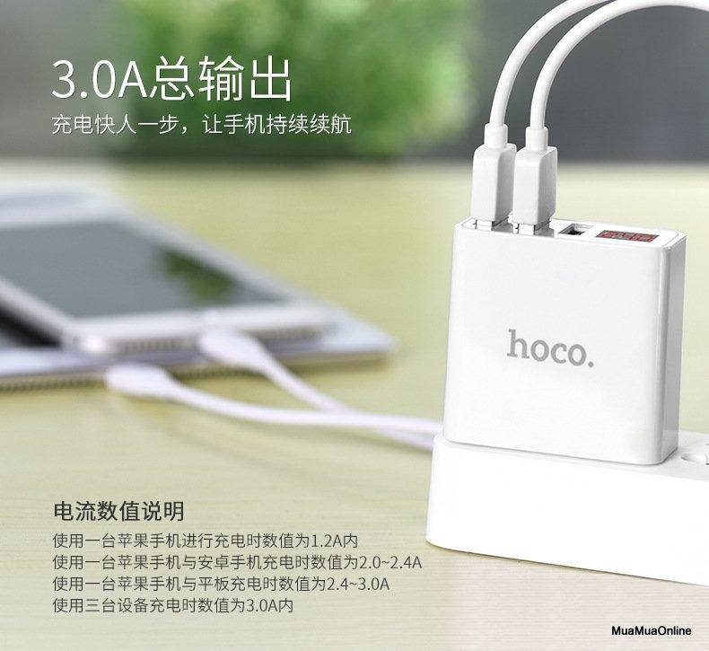 Cóc Sạc Hoco C15 3 Cổng Usb 3.0A Cao Cấp