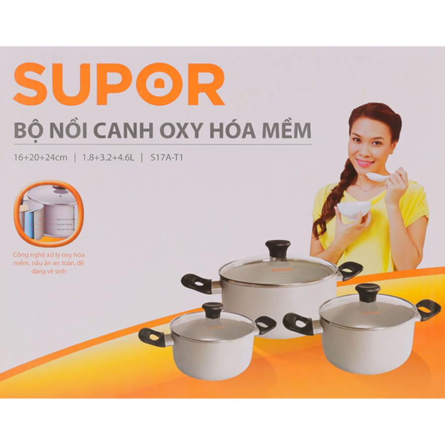 Bộ 3 nồi canh Supor hợp kim nhôm oxy hóa mềm S17A-T1