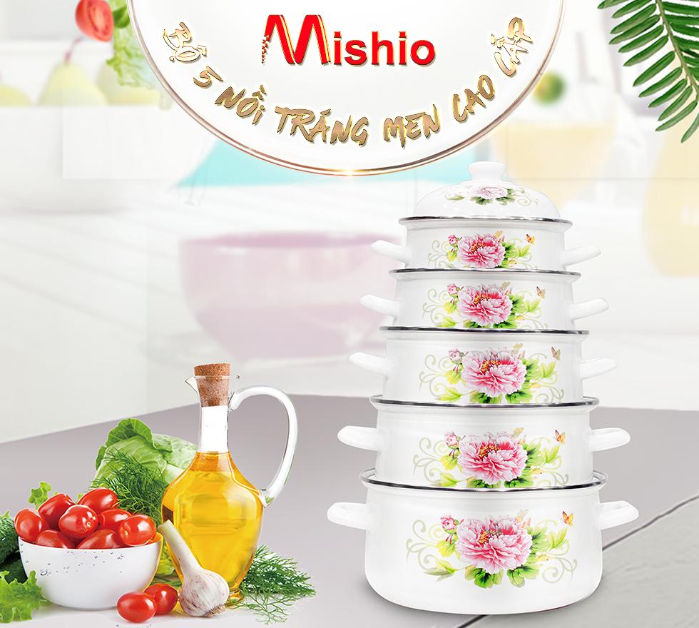 Bộ 5 nồi tráng men chất lượng cao Mishio MK81