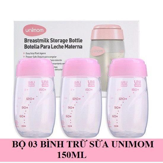 Hộp 3 bình trữ sữa Unimom 150ml (880045) Hàn Quốc