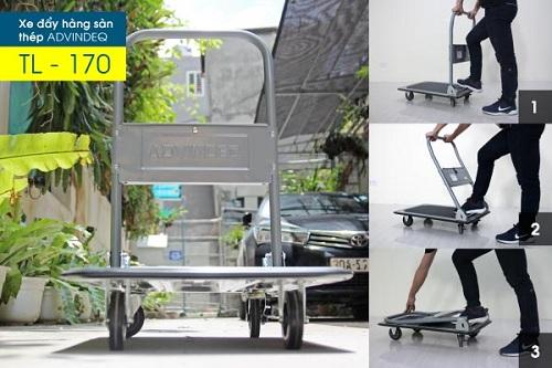 Xe đẩy hàng 4 bánh sàn thép Advindeq TL-170