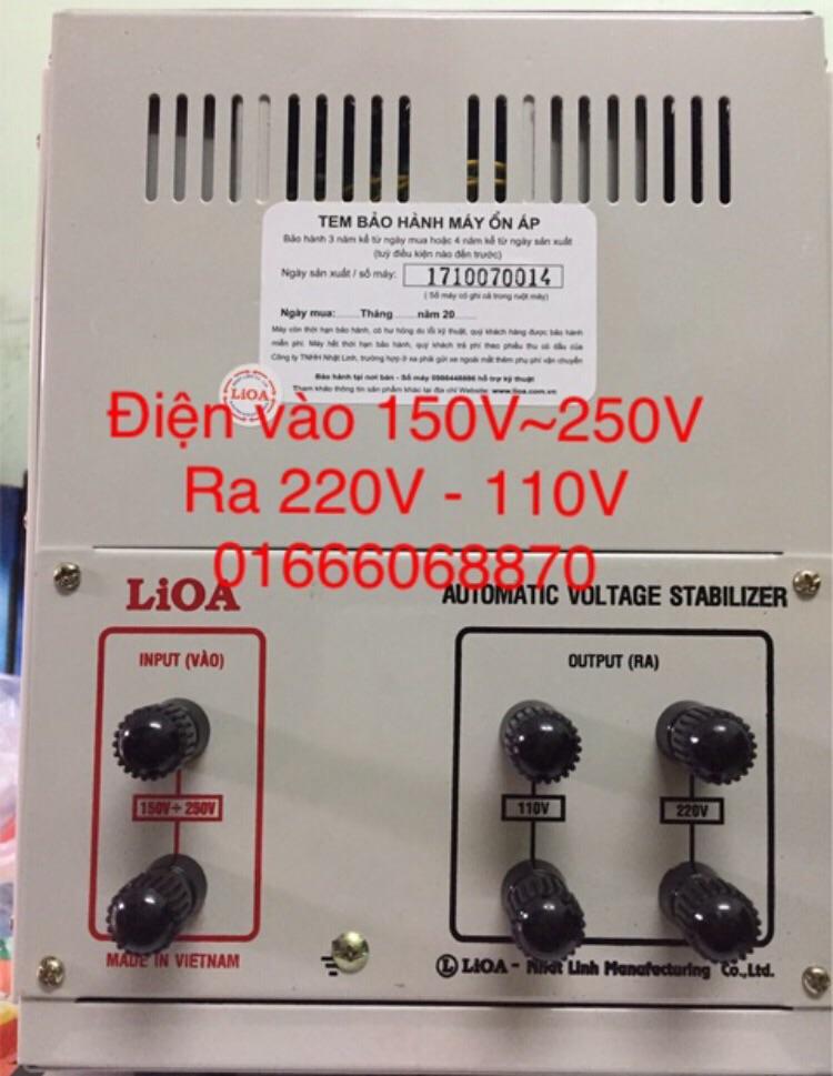 Ổn áp LiOA 7,5KVA dải 150v~250v thế hệ 2 dây đồng 100% model SH-75000II