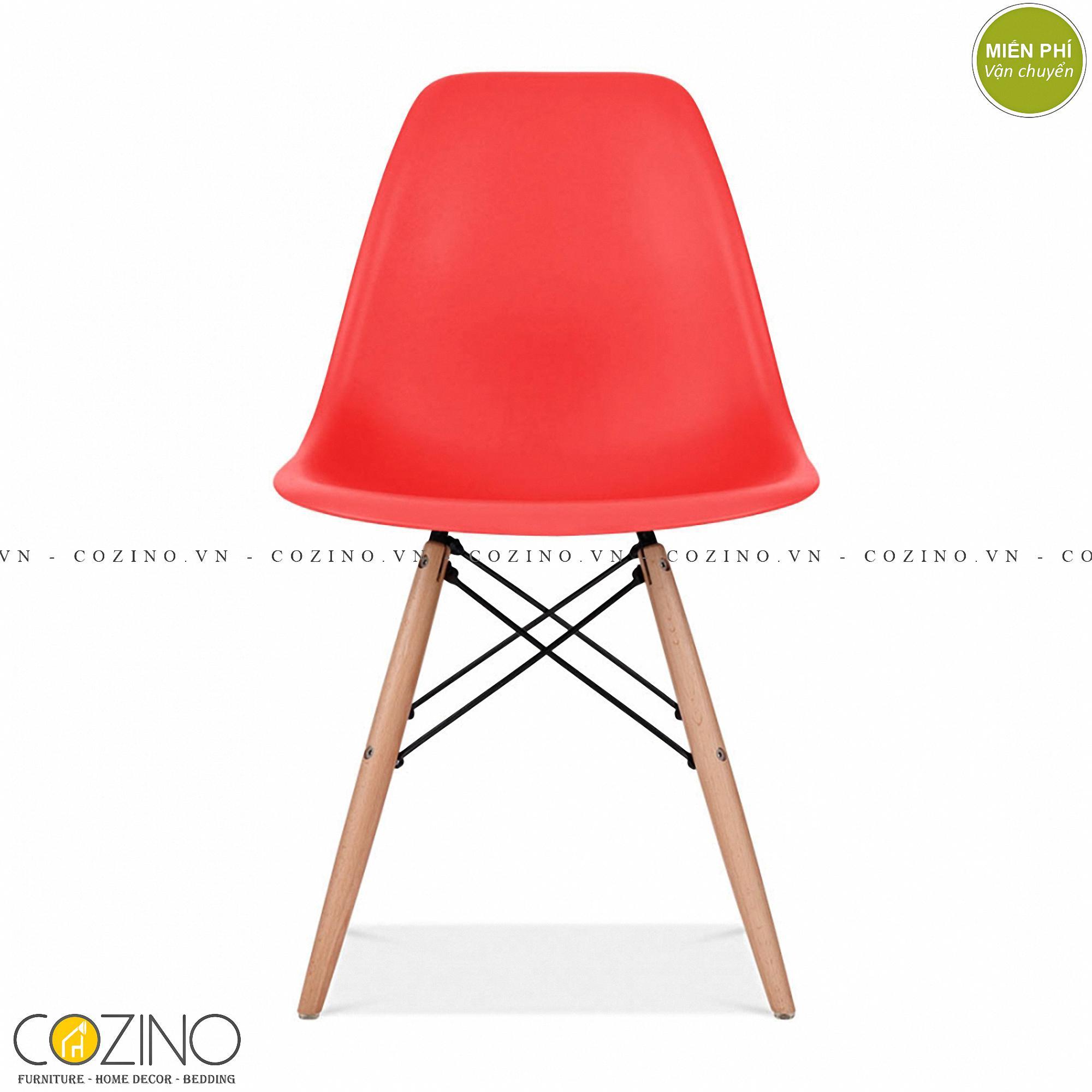 Ghế CZN-Eames màu đỏ chân gỗ