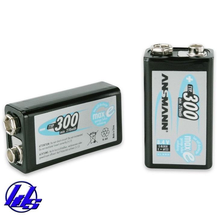 Pin sạc vuông 9V Ansmann MaxE 300mAh - Vỉ 1 viên