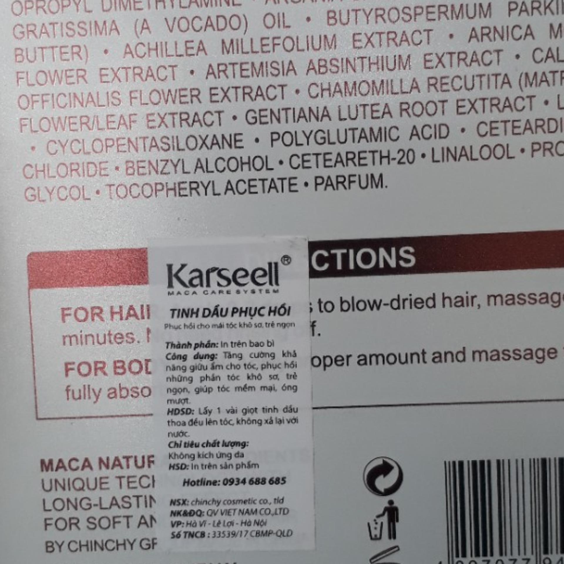 [HCM]TINH DẦU PHỤC HỒI TÓC SIÊU MƯỢT KARSEELL Ý 50ML