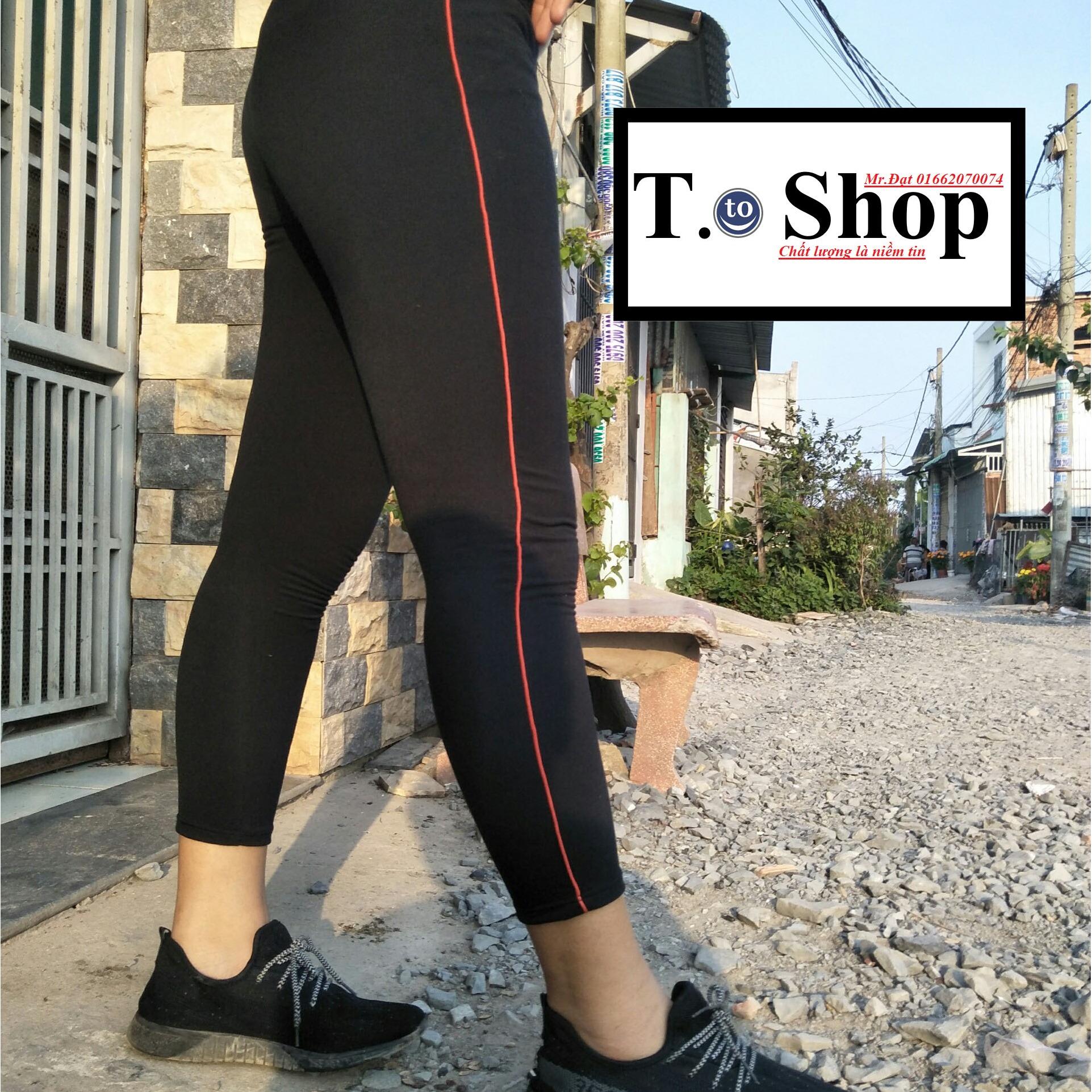 [HCM]Quần thun nữ - legging (Ôm body màu Đen Xám viền sọc đỏ)