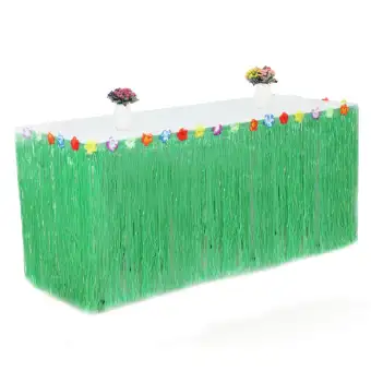 Dfzx Trade Pp Artificial Grass Table Skirt Flower Inlaid Hawaiian