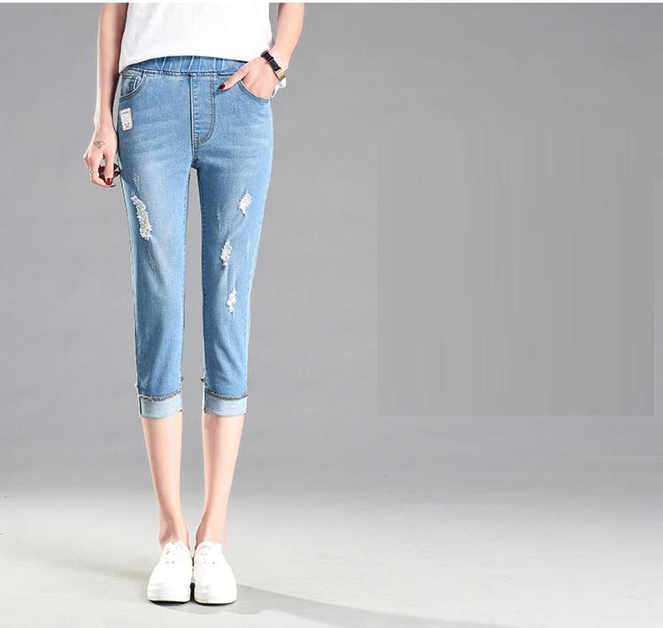 Quần jean lửng nữ lưng thun Quảng Châu Q041