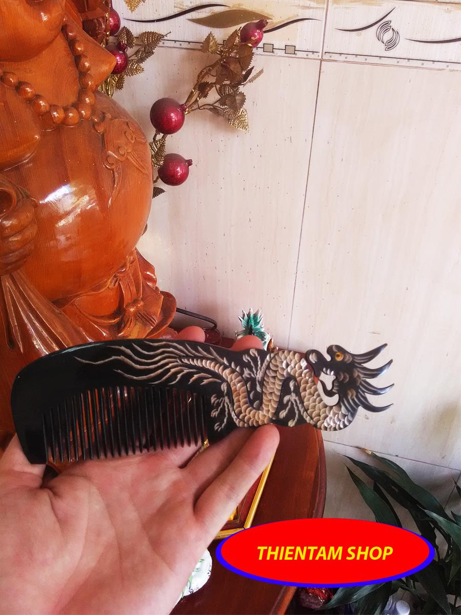 Lược trải đầu sừng trâu đen hình rồng (LST04)