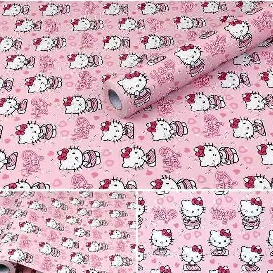 giấy dán tường 10m giá rẻ kitty dễ thương có sẵn keo khổ rộng 0.45m
