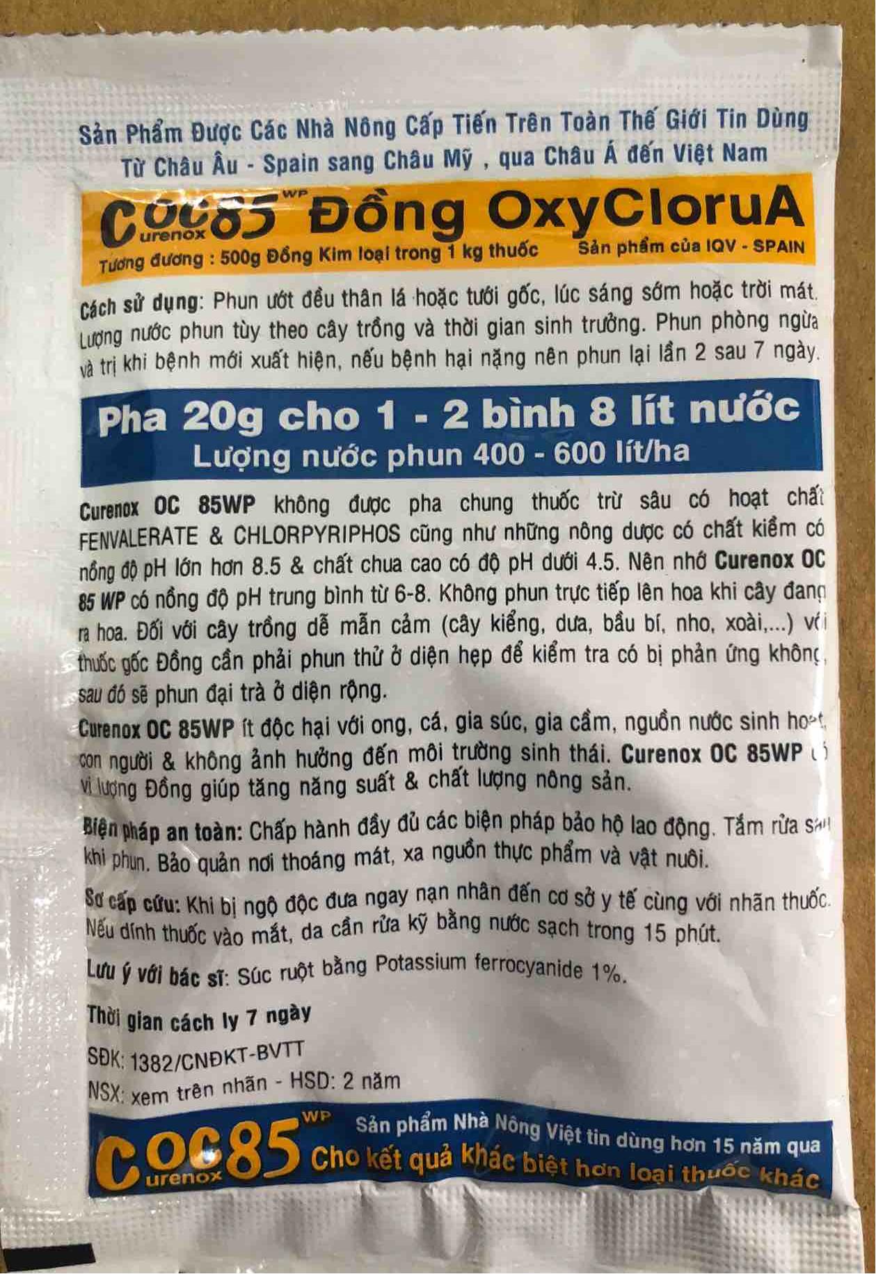 Thuốc trừ nấm gốc đồng Coc 85 wp