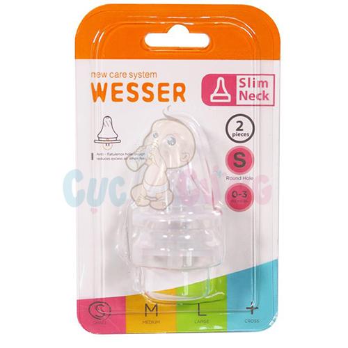 Ty bình sữa Wesser cổ thường size S -2 cái/vỹ - num vu thay binh sua