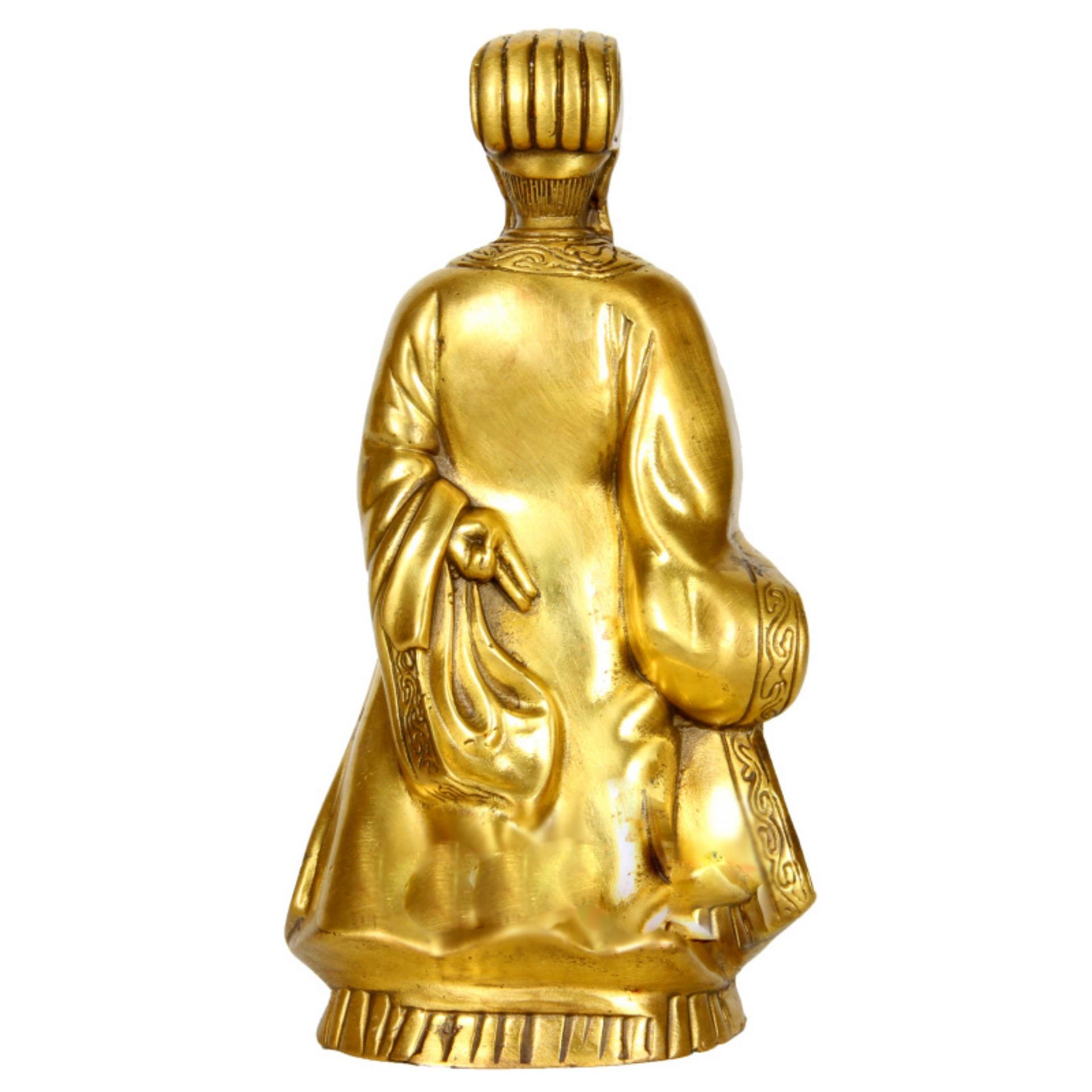 Tượng Khổng Minh (Gia Cát Lượng) - Chất liệu bằng đồng thau nặng 700g cao 18cm -Biểu tượng trí tuệ sự thông minh và uyên bác