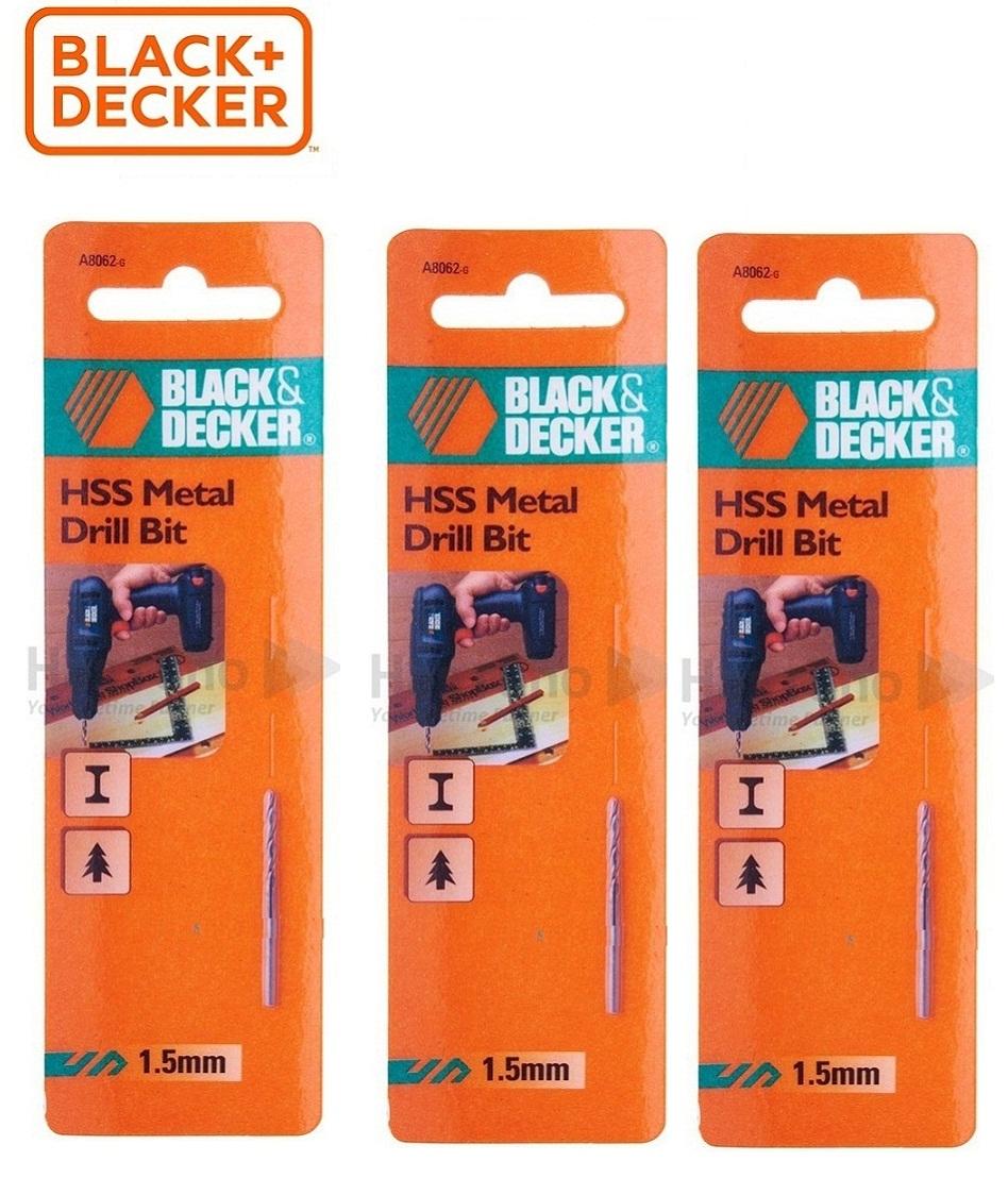 Black+decker - a8062 combo 3 mũi khoan sắt hss 1.5mm