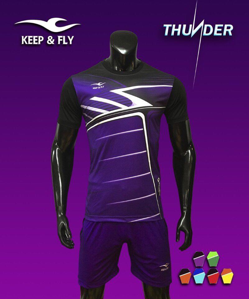 Bộ quần áo bóng đá cao cấp KEEP & FLY Thunder Tím