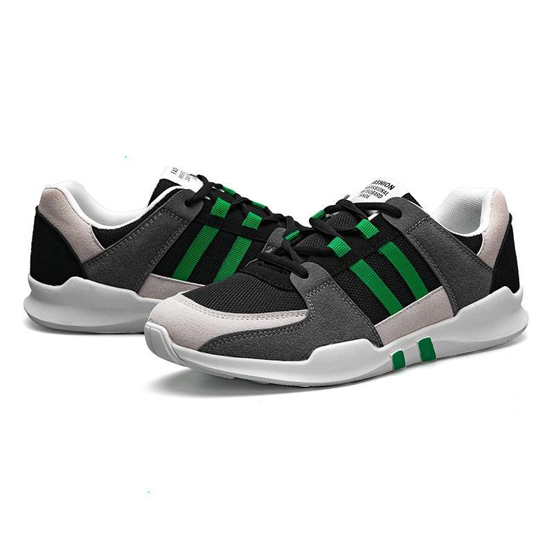 Giày Sneaker Nam Đen 2 Sọc Xanh Thể Thao