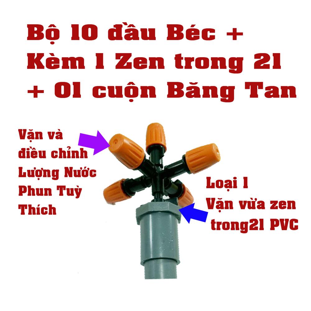 Bộ 10 Béc tưới phun sương ; Bộ béc tưới phun mưa; Bộ béc phun sương; Béc tưới cây; béc tưới rau; Béc tưới phong lan; Béc tưới vườn; béc tưới nhỏ giọt; béc phun nhà hàng; Béc bỉ có điều chỉnh