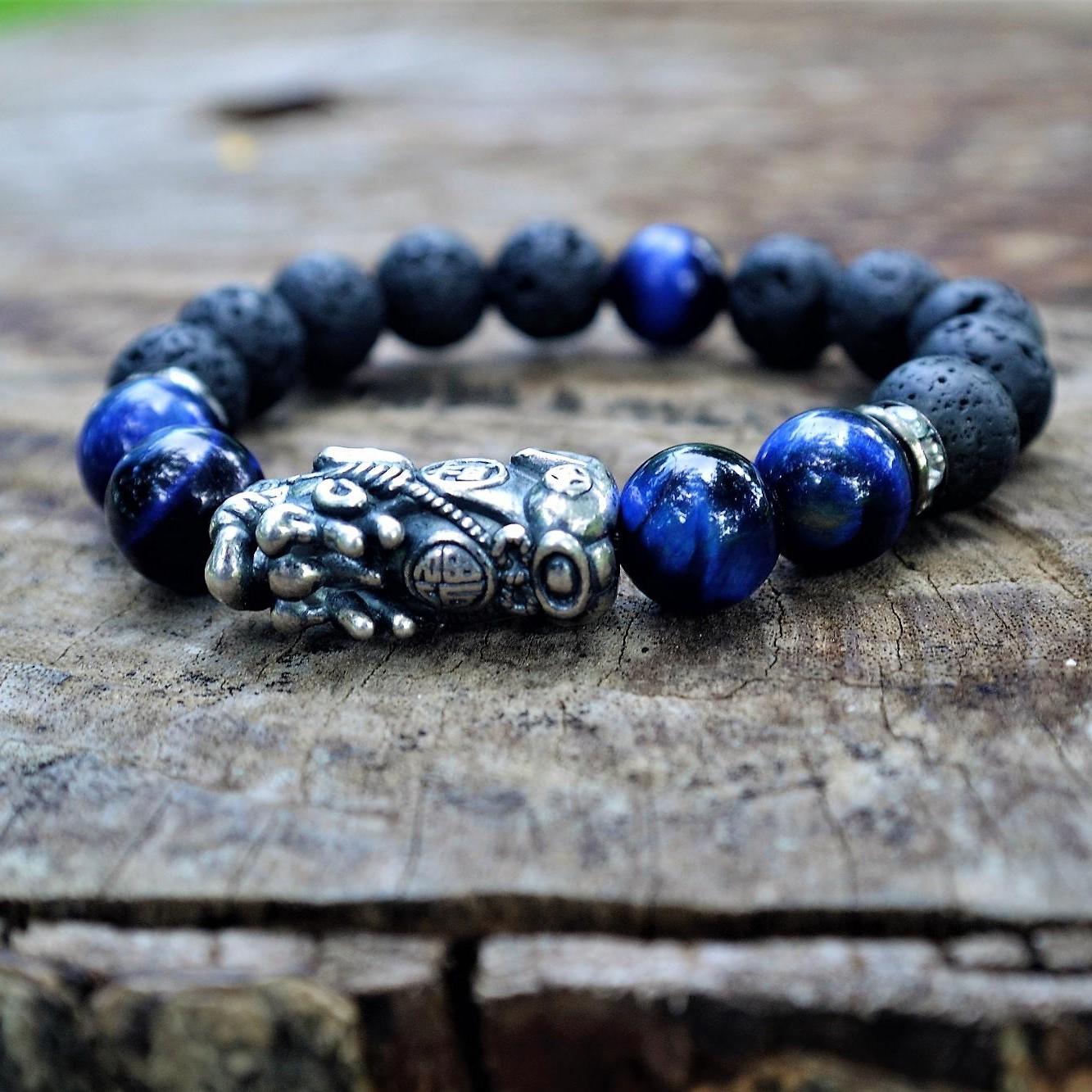 [HCM]Vòng tay đá núi lửa nam Charm tỳ hưu bạc