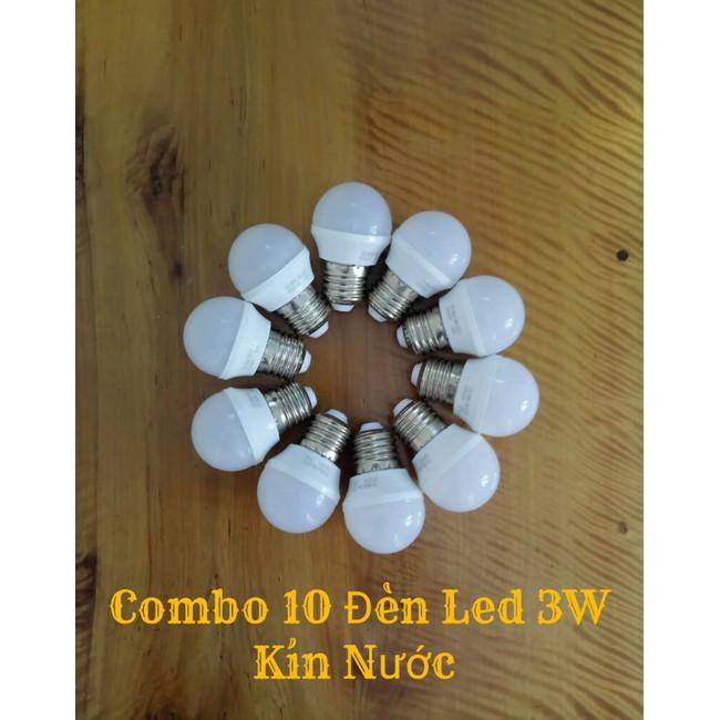 Combo 10 đèn Led Bulb 3W Kín Nước ánh sáng trắng