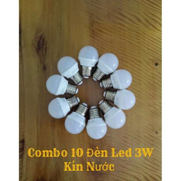 Combo 10 đèn Led Bulb 3W Kín Nước ánh sáng trắng