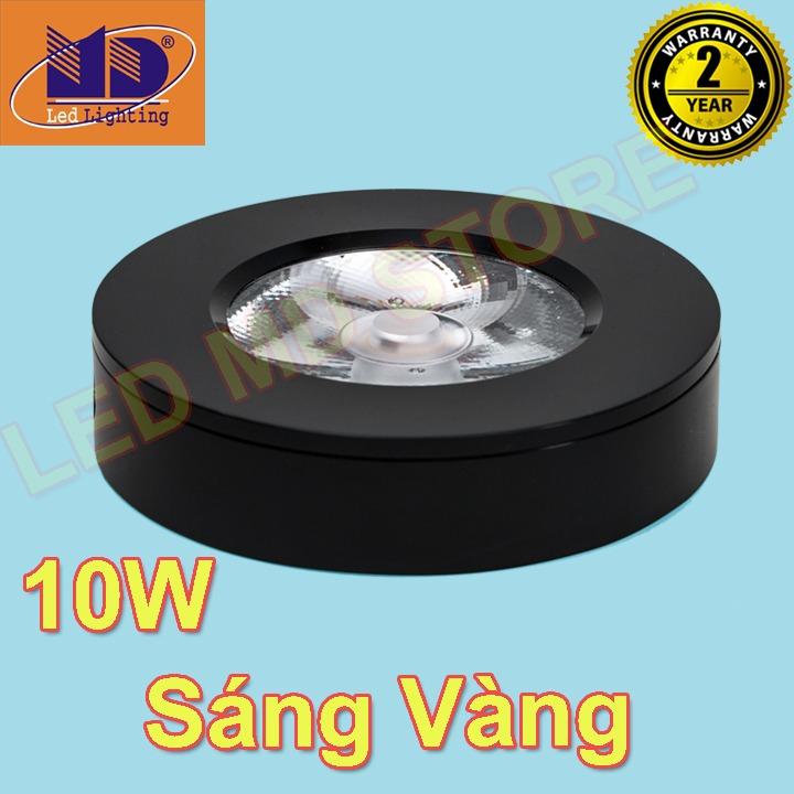 Bộ 5 Đèn led ốp nổi Tròn COB vỏ đen ánh sáng vàng 10W