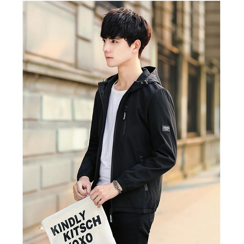 Áo Khoác dù nam có nón hàn quốc Khavi BN69 (ĐEN)