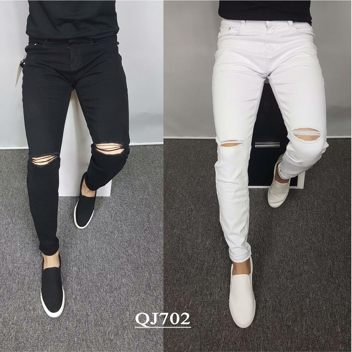 Quần Jean nam - rách gối jean co giãn