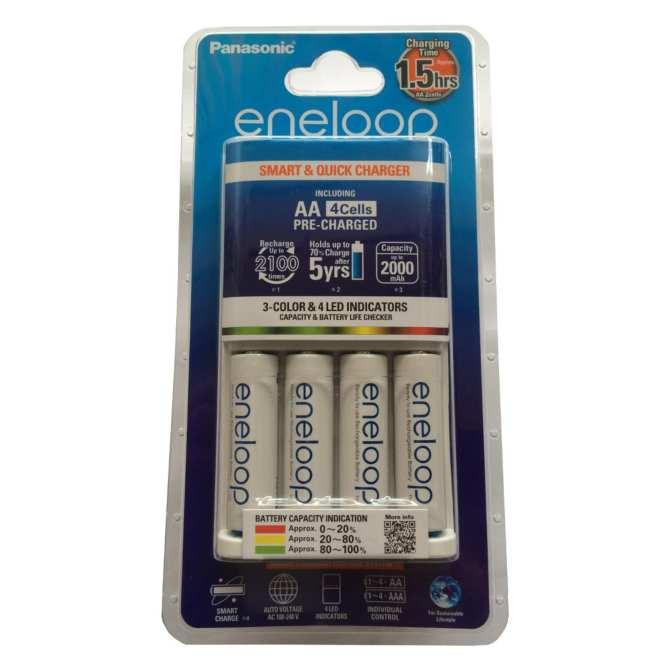 [HCM]MÁY SẠC PIN + 4 VIÊN PIN SẠC PANASONIC ENELOOP