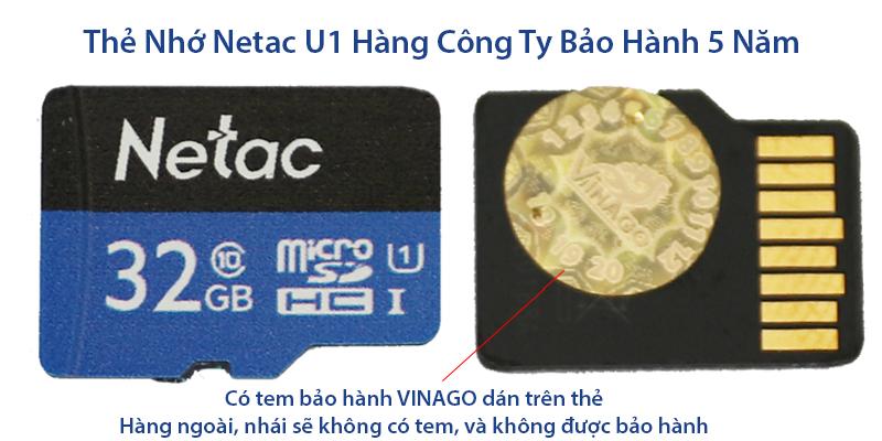 Thẻ nhớ camera Micro SD Netac 32gb,  Class 10 (Bảo hành 5 năm)