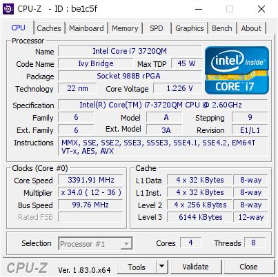 CPU Laptop Quadcore i7 3720QM