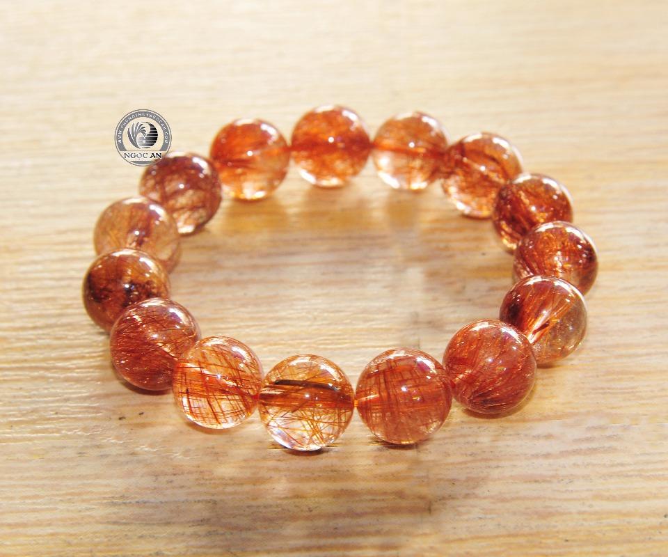 [HCM]VÒNG TAY ĐÁ THẠCH ANH TÓC ĐỎ 12LY