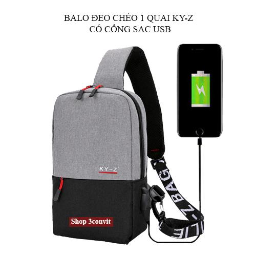 Balo đeo chéo ky-z có cổng sạc usb