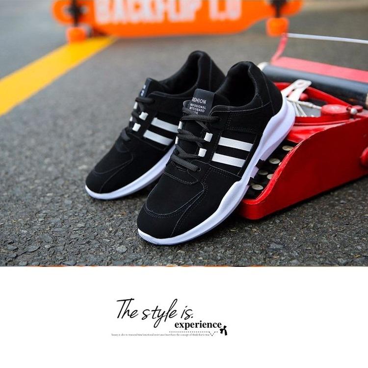 Giày Sneaker Nam Đen 2 Sọc Trắng Thể Thao