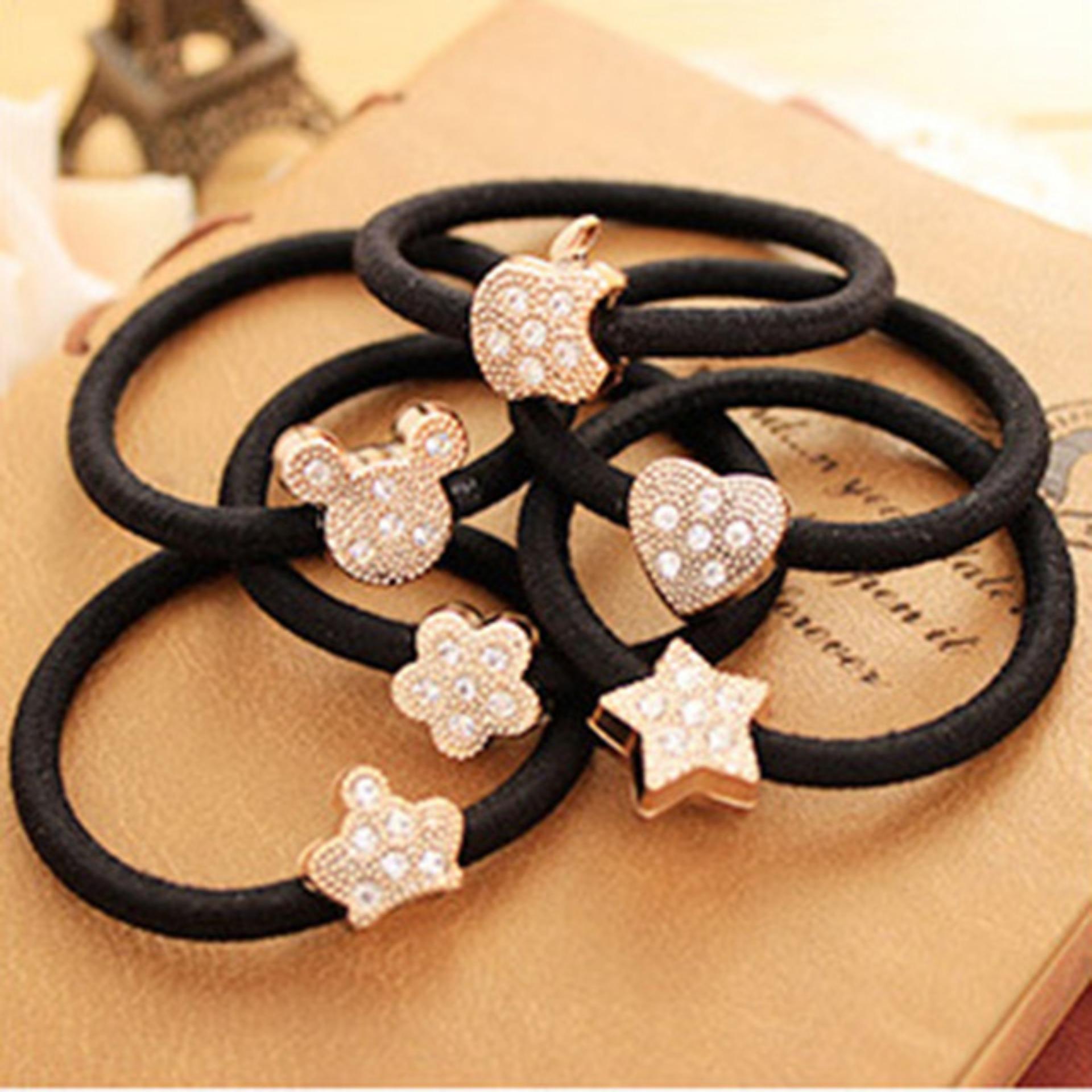 bộ 10 dây buộc tóc màu đen