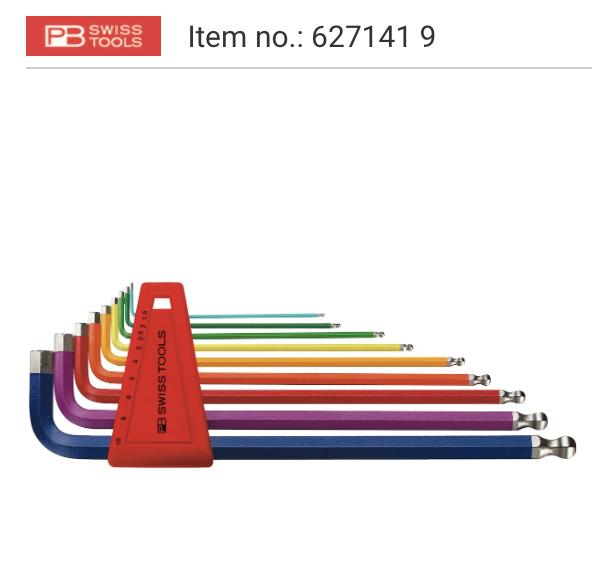 Hexagon key L-wrench set long, powder-coated 9