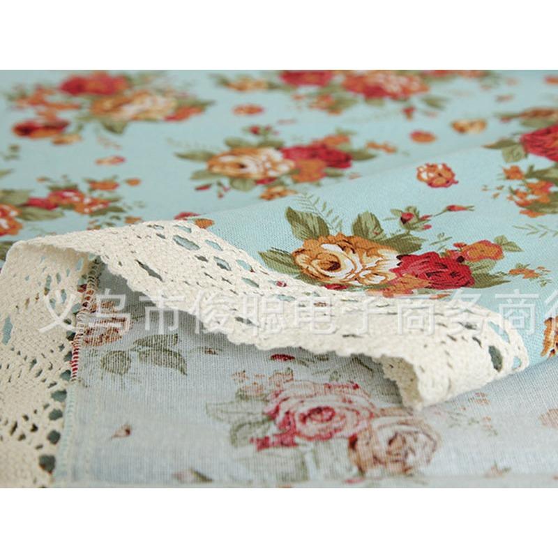 140x240cm trangtrinhacua KHĂN BÀN CAO CẤP HOA HỒNG XANH khăn trải bàn đẹp khăn ăn tablecolths tableware flower canvas vintage tea dining table cafe fabric linen cotton